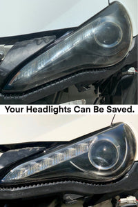Subaru BRZ headlight restoration before and after. This mobile headlight restoration service is a multiple step process that returns over 95% lens clarity and requires just 70 minutes to complete for just one headlight. A ceramic protection is included with every headlight restoration service. Backed by our satisfaction guarantee. #mhrla #headlightrestoration #mobileheadlightrestoration #brightenyourway #losangeles #justoneheadlight #mobileheadlightrestorationlosangeles #subarubrz 