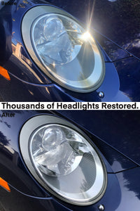 Porsche Carrera headlight restoration before and after. Our mobile headlight restoration service is a multiple step process that returns over 95% lens clarity and requires around 90 minutes to complete. A ceramic protection is included with every headlight restoration service. Backed by our satisfaction guarantee. #mhrla #headlightrestoration #mobileheadlightrestoration #brightenyourway #losangeles #crystalclearclarity #mobileheadlightrestorationlosangeles #porschecarrera