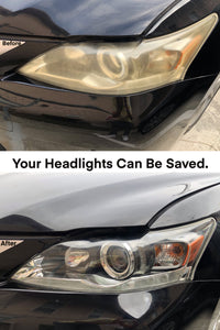 Lexus CT200h headlight restoration before and after. Our mobile headlight restoration service is a multiple step process that returns over 95% lens clarity and requires around 90 minutes to complete. A ceramic protection is included with every headlight restoration service. Backed by our satisfaction guarantee. #mhrla #headlightrestoration #mobileheadlightrestoration #brightenyourway #losangeles #crystalclearclarity #mobileheadlightrestorationlosangeles #lexusct200h