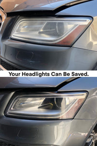 Audi Q5 headlight restoration before and after. This mobile headlight restoration service is a multiple step process that returns over 95% lens clarity and requires just 70 minutes to complete for just one headlight. A ceramic protection is included with every headlight restoration service. Backed by our satisfaction guarantee. #mhrla #headlightrestoration #mobileheadlightrestoration #brightenyourway #losangeles #justoneheadlight #mobileheadlightrestorationlosangeles #audiq5 