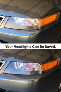 Acura TLX headlight restoration before and after. Our mobile headlight restoration service is a multiple step process that returns over 95% lens clarity and requires around 90 minutes to complete. A ceramic protection is included with every headlight restoration service. Backed by our satisfaction guarantee. #mhrla #headlightrestoration #mobileheadlightrestoration #brightenyourway #losangeles #crystalclearclarity #mobileheadlightrestorationlosangeles #acuratlx